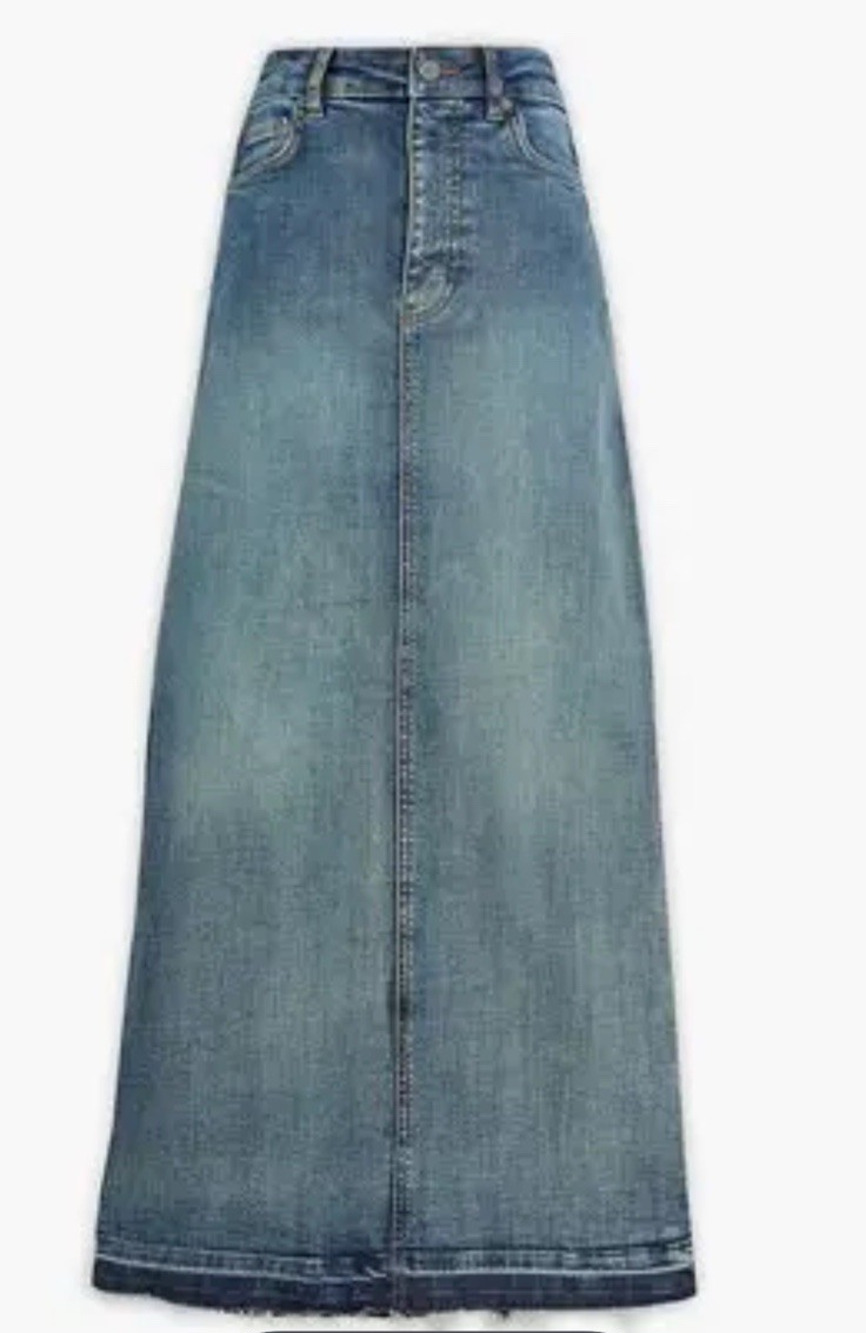 GANNI Tint Edge Faded Wash Organic Denim Maxi Skirt – EU 36 / US 4 NWT